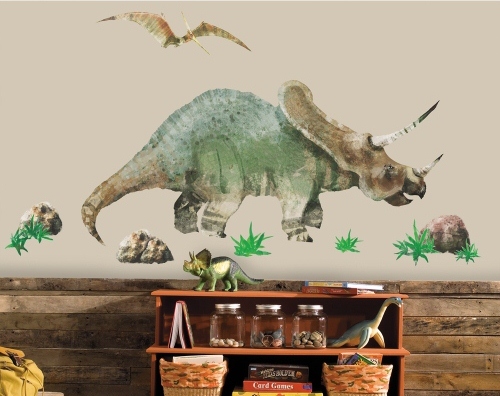 Dekorativní samolepící obrázky dinosaurů. Samolepky na zeď do dětského pokoje pro kluky - nálepky Dinosauři.
